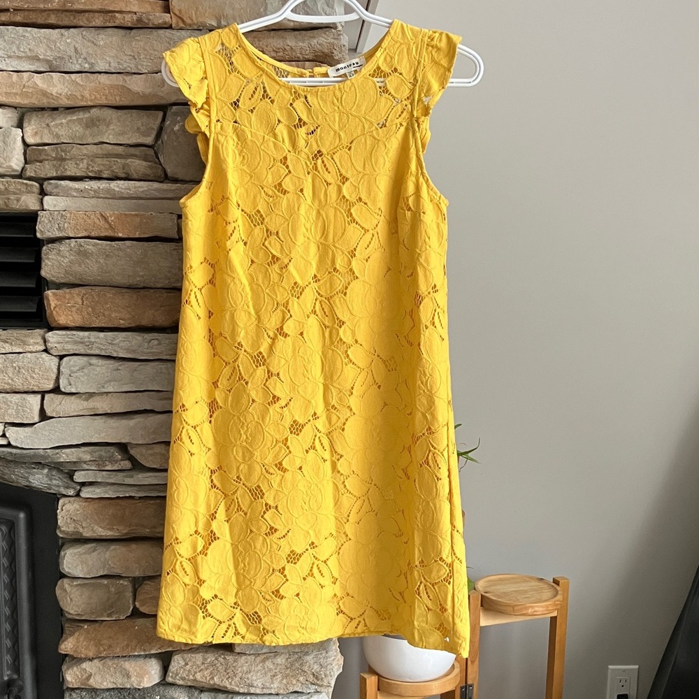 Monteau yellow lace dress